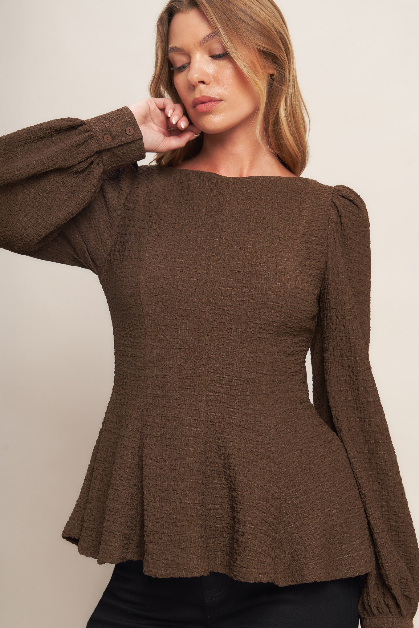 COFFEE DATE BROWN WOVEN TOP Flying Tomato